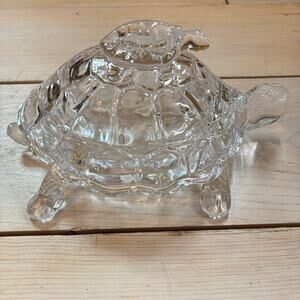 Shannon Crystal Vintage EUC Crystal Turtle Candy Dish Mom and Baby Turtle